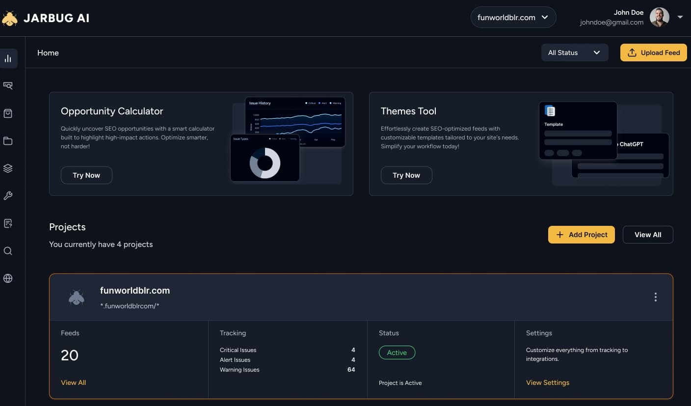 Jarbug AI SEO Dashboard for D2C Revenue Optimization